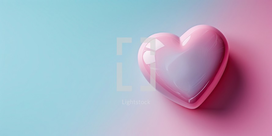 Pink heart on a blue pink gradient background