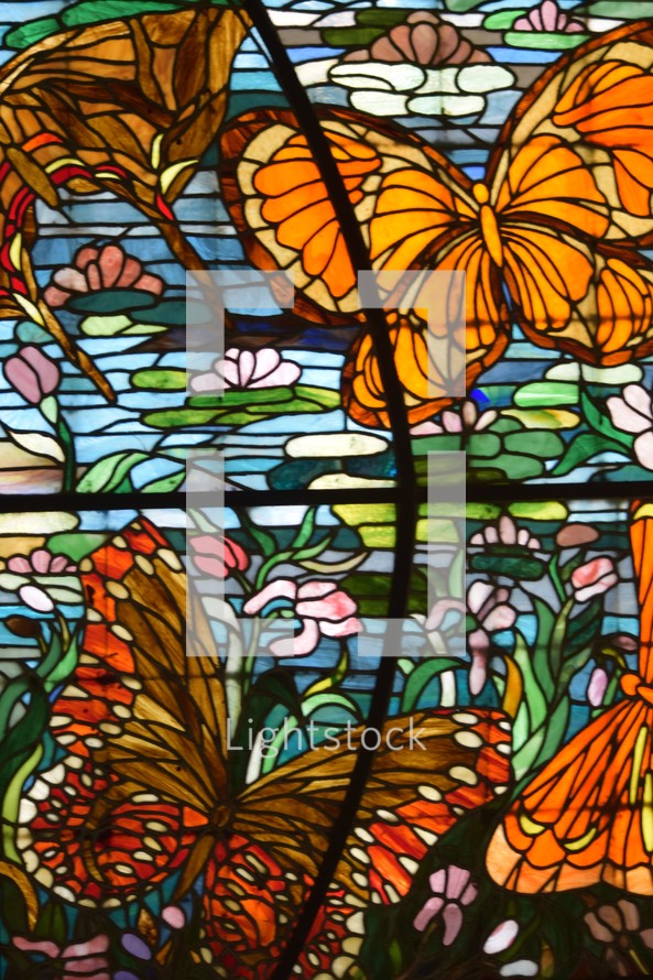 Butterfly stained glass windows 