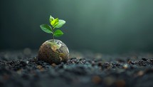 Nurturing Life, Seedling Sprouting from Earth, Symbolizing Growth and Environmental Conservation