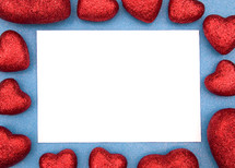 red hearts border and blank white paper 