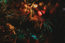 Christmas tree branches and lights 