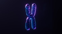 Loop animation of chromosome with dark neon light effect, 3d rendering.