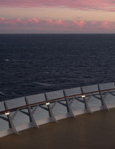 cruise ship deck at sunset 