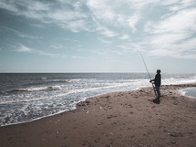fishing on a beach 