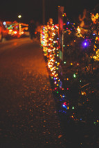 neighborhood Christmas light display outdoors 