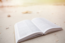 Bible on Beach with Copy Space