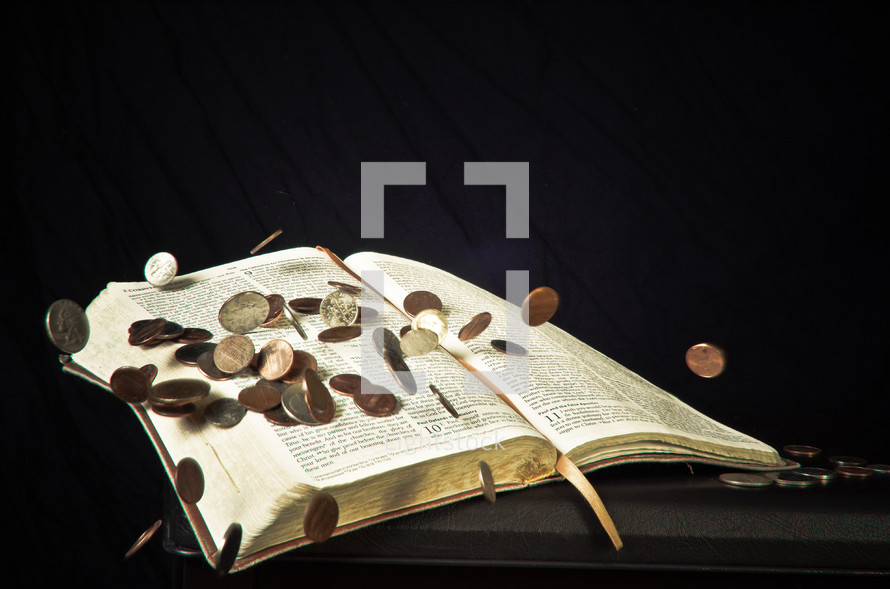 Coins on Bible