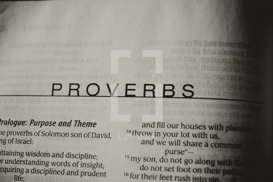 Open Bible in book of Proverbs