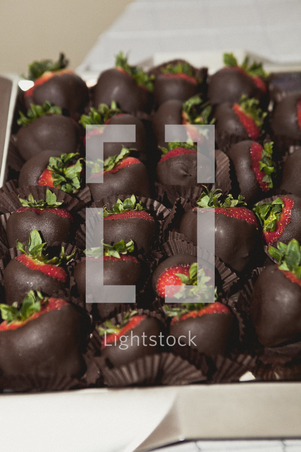 A box of chocolate covered strawberries