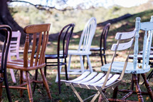 collection of chairs in rows outdoors 