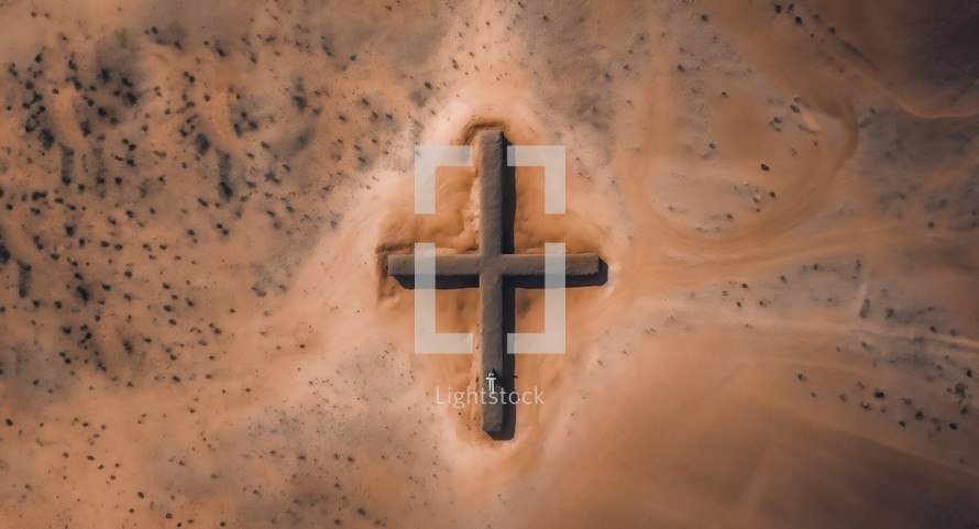 Cross formed in the desert