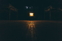 lantern on a cabin floor 