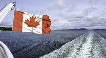 Canadian flag on a boat 