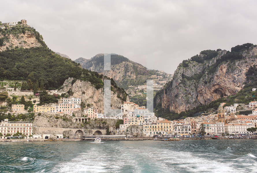 homes along the cliffs of a coastal Italian town 
