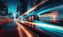 the light trails on the modern building background