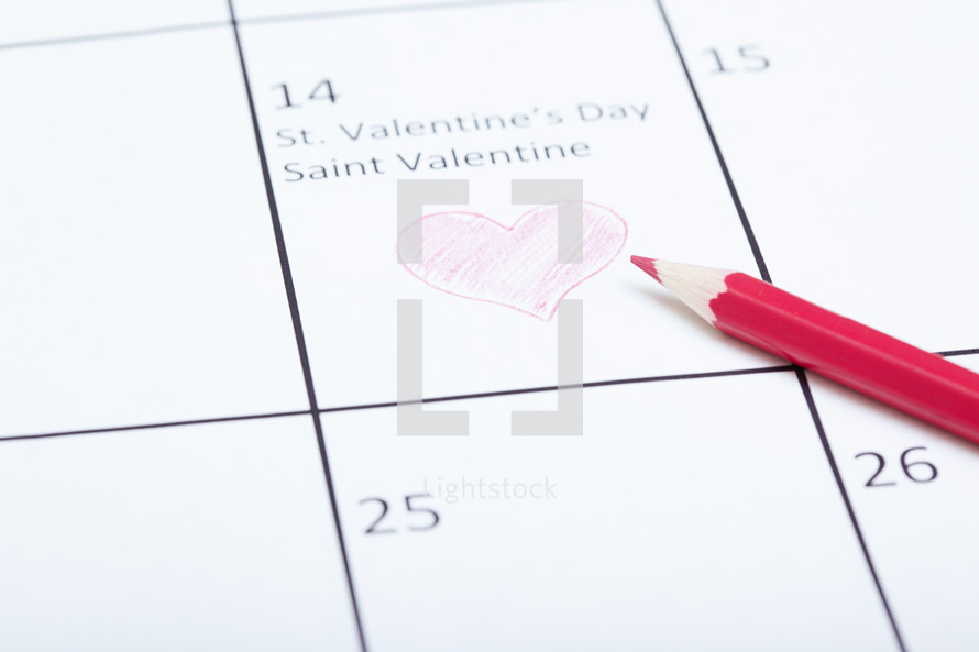 valentines day on a calendar