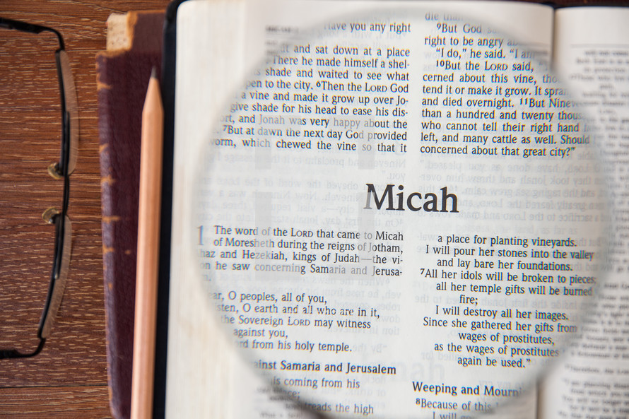 magnifying glass over Micah 