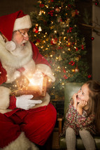 excited child with Santa Claus 