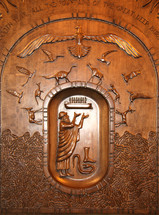 wood carving of Noah