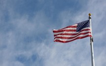 American flag waving on a flagpole 