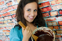 woman mixing cake batter 
