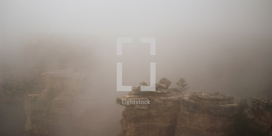 fog over a canyon 