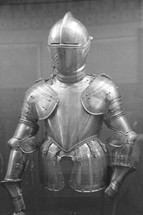 A suit of medieval armor 