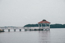 gazebo at the end of a dock 