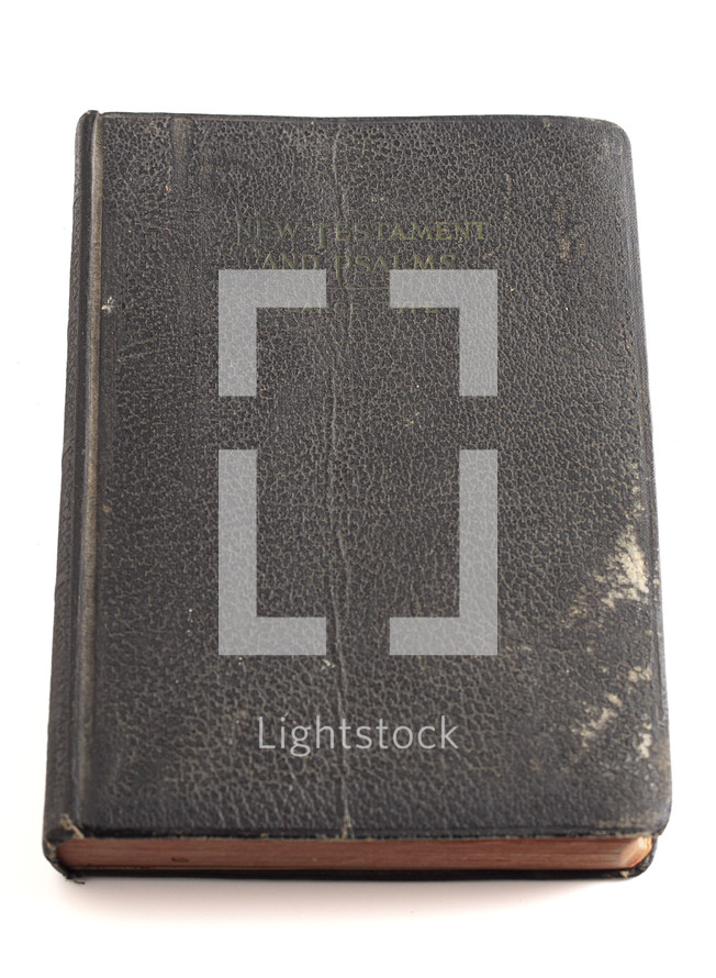 Black Antique Bible Isolated on a White Background