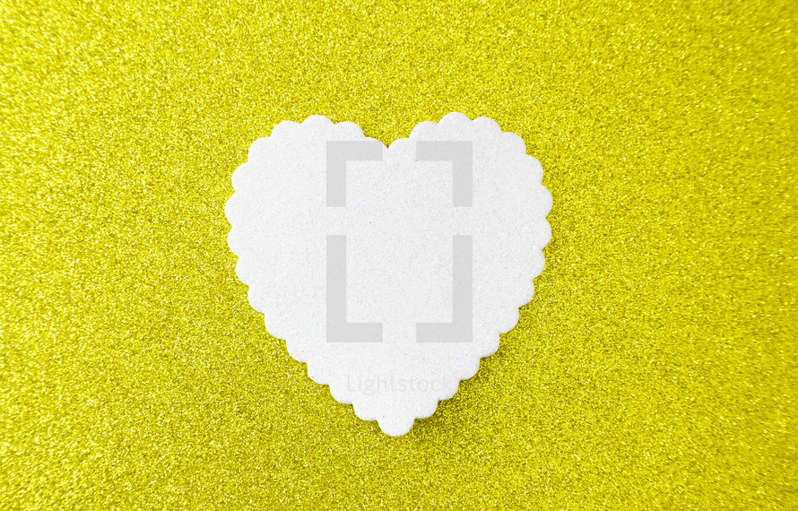 white heart on yellow 