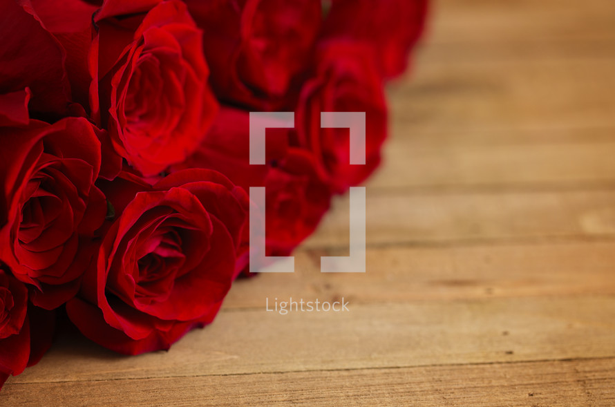 red roses on wood 