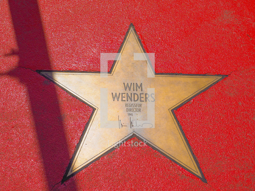 BERLIN, GERMANY - CIRCA JUNE 2019: Wim Wenders star on the Boulevard der Stars (the Walk of Fame)