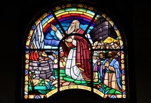 Noah's Ark stained glass window 