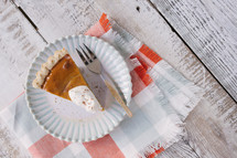 pumpkin pie on a table 