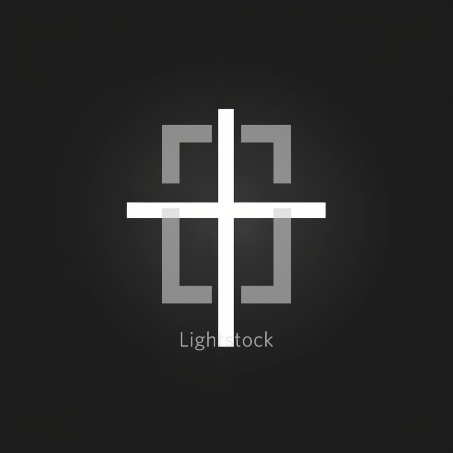 Christian cross icon. White on a black background. Vector illustration.