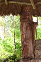 A wooden sculpture of Jesus 
