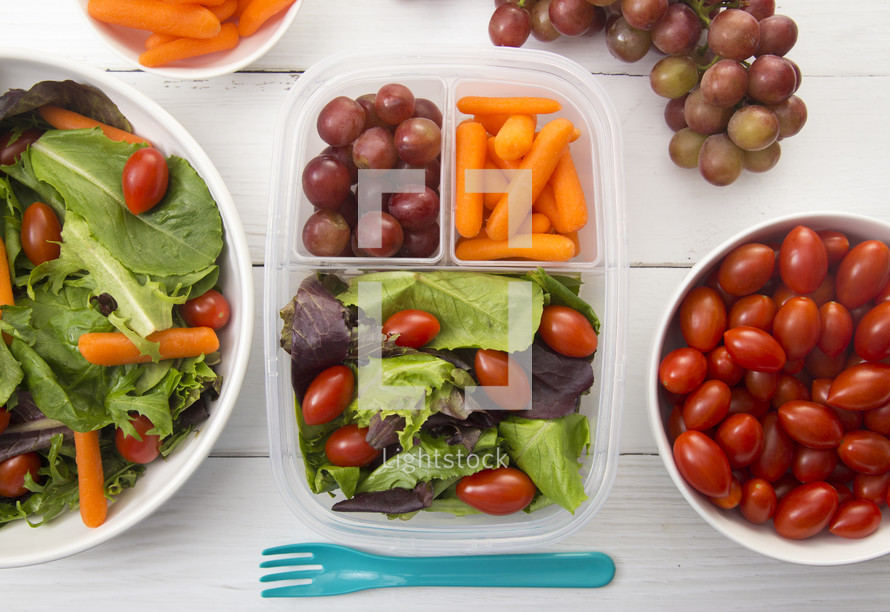 Healthy Packed Lunch and salads 