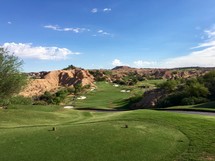 green golf course on a mountaintop in Mesquite, Nevada 