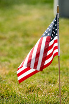 American flag in the ground 