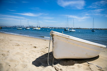 boat beached in sand 