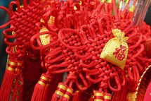 Red and yellow Chinese Lunar New Year decorations.
