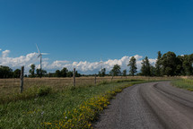 wind turbines on a rural field 