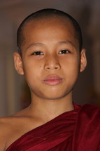 Face of a Buddhist novice monk