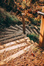 spiraled wooden steps outdoors 