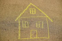 sidewalk chalk drawing of a house 