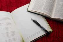 open journal and Bible 