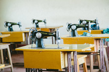 a room full of sewing machines 