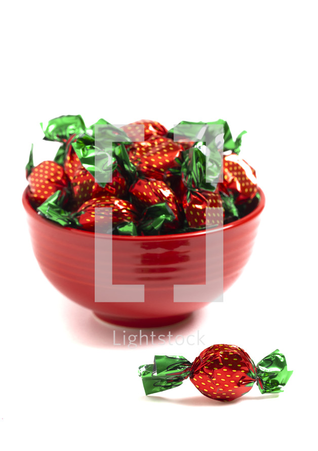 bowl of strawberry candies 