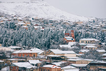 Snowy-covered Houses In Winter. The Snowy Landscape Of The City