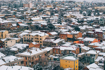 Snowy-covered Houses In Winter. The Snowy Landscape Of The City